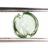 GREEN AMETHYST LENTIL ROUND WITH CARVED BELT (DES#25) 9MM 2.35 Cts.