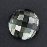 GREEN AMETHYST CHECKER ROUND CAB 15MM 11.99 Cts.