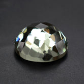 GREEN AMETHYST CHECKER ROUND CAB 15MM 11.99 Cts.
