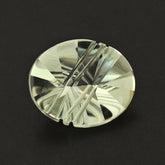GREEN AMETHYST FLAT BUFFTOP LIGHTENING OVAL 12X10MM 3.62 Cts.