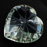 GREEN AMETHYST CHECKER ON TOP BACK LAZER CUT HEART 15MM 9.60 Cts.