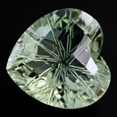 GREEN AMETHYST CHECKER ON TOP BACK LAZER CUT HEART 15MM 10.75 Cts.