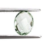 GREEN AMETHYST CHECKER BRIOLETTE OVAL 10X8MM 2.25 Cts.