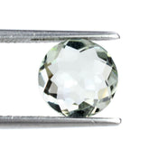 GREEN AMETHYST IRREGULAR FACET BRIOLETTE ROUND 10MM 2.95 Cts.