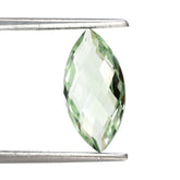 GREEN AMETHYST CHECKER CUT BRIOLETTE MARQUISE 14X7MM 2.68 Cts.