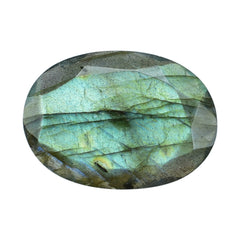 BLUE GREEN LABRADORITE (OPAQUE/MANY BLACK SPOT & CRACK) BOTH SIDE TABLE CUT OVAL 18X13MM 5.97 Cts.