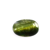 GREEN TOURMALINE CATS EYE OVAL CAB 6X4MM 0.58 Cts.