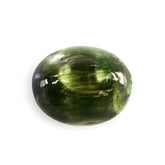 GREEN TOURMALINE CATS EYE OVAL CAB 11X9MM 3.70 Cts.
