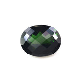GREEN TOURMALINE CHECKER CUT OVAL (VERY DARK/SI) 10X8MM 2.65 Cts.