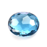 LONDON BLUE TOPAZ IRREGULAR FACETED BRIOLETTE OVAL 10X8MM 3.15 Cts.