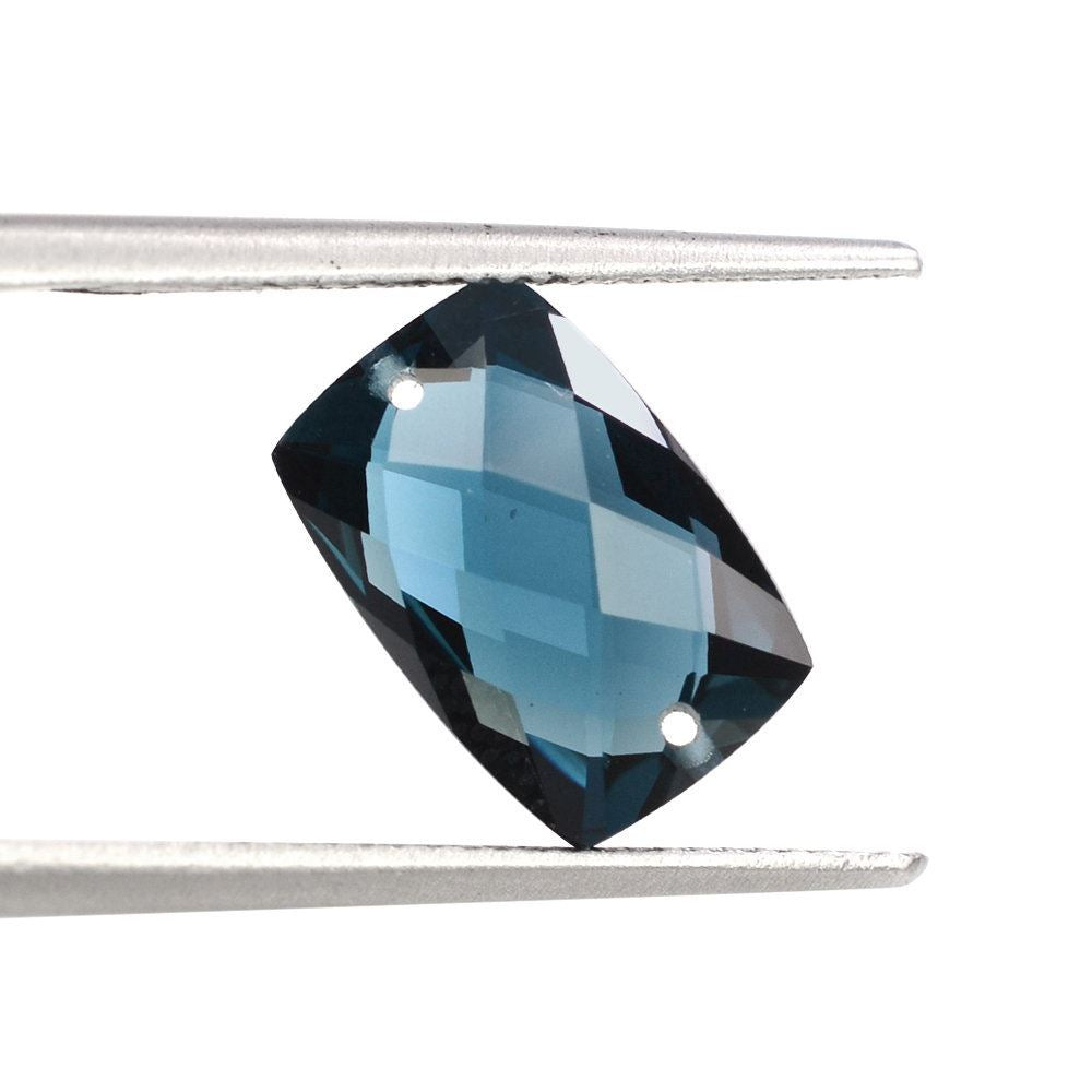 LONDON BLUE TOPAZ BRIOLETTE CUSHION (FULL DRILL) (TWO HOLE) 12X8MM 4.63 Cts.