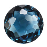 LONDON BLUE TOPAZ IRREGULAR FACETED BRIOLETTE ROUND 13MM 9.72 Cts.