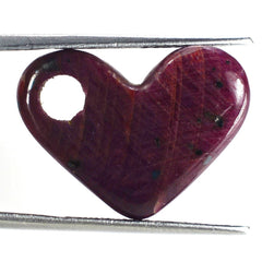 RUBY LENTIL HEART WITH HOLE (FULL DRILL) 16X22MM 18 Cts.
