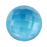 SKY BLUE TOPAZ CHECKER ROUND CAB 14MM 12.31 Cts.