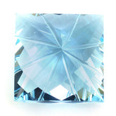 SKY BLUE TOPAZ CHECKER ON TOP PRINCESS BACK LAZER CUT SQUARE (DES#20) 15MM 18.70 Cts.