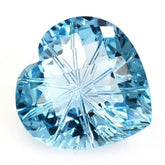 SKY BLUE TOPAZ CHECKER CUT ON TOP BACK LAZER CUT HEART 15MM 13.20 Cts.