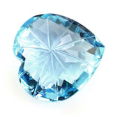 SKY BLUE TOPAZ CHECKER CUT ON TOP BACK LAZER CUT HEART 15MM 13.20 Cts.