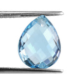 SKY BLUE TOPAZ CHECKER CUT BRIOLEETE PEAR (FULL DRILL) 14X11MM 7.60 Cts.