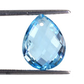 SKY BLUE TOPAZ CHECKER CUT BRIOLETTE PEAR (FULL DRILL) 14X11MM 7.17 Cts.