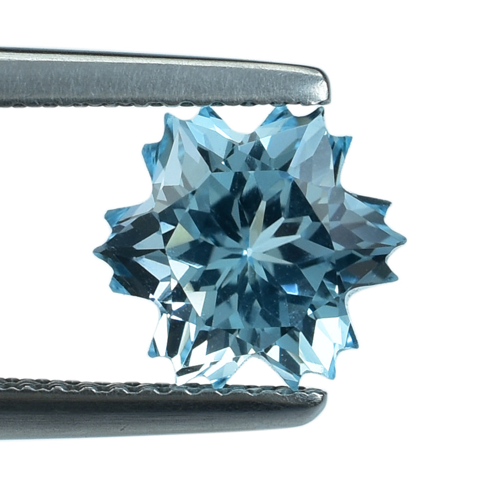 SKY BLUE TOPAZ CUT SNOWFLAKE SHAPE 8MM (THICKNESS :-6.00MM) 2.80 Cts.