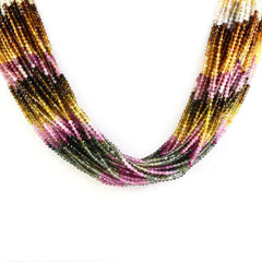 MULTI TOURMALINE 2.50MM FACETED ROUND BEADS 12.50" PER LINE