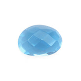 SWISS BLUE TOPAZ HIGH DOME CHECKER OVAL CAB 7X5MM 1.24 Cts.