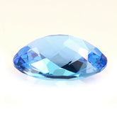 SWISS BLUE TOPAZ CHECKER CUT OVAL 14X10MM 6.98 Cts.