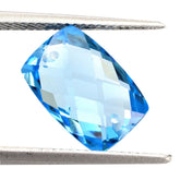 SWISS BLUE TOPAZ BRIOLETTE CUSHION (TWO FULL DRILL) 12X8MM 4.88 Cts.