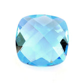 SWISS BLUE TOPAZ CHECKER CUT CUSHION 10MM 5.13 Cts.