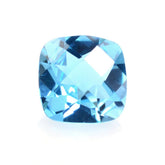 SWISS BLUE TOPAZ CHECKER CUT CUSHION 6MM 1.08 Cts.