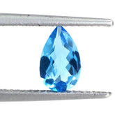 SWISS BLUE TOPAZ CHECKER CUT PEAR 8X5MM 0.89 Cts.