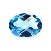 SWISS BLUE TOPAZ CHECKER CUT OVAL 7X5MM 0.89 Cts.