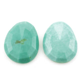 TURQUOISE ROSE CUT BACK IRREGULAR OVAL (BLUE GREEN) 23X18MM 14.71 Cts.