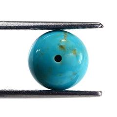 TYRONE TURQUOISE PLAIN BALLS (HALF DRILL 0.80) (WITH BROWN MATRIX) 9.50MM 5.36 Cts.