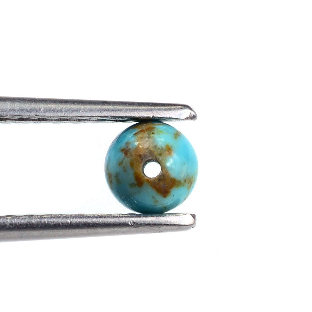 TYRONE TURQUOISE PLAIN BALLS (FULL DRILL 0.80) (WITH BROWN MATRIX) 5MM 0.71 Cts.