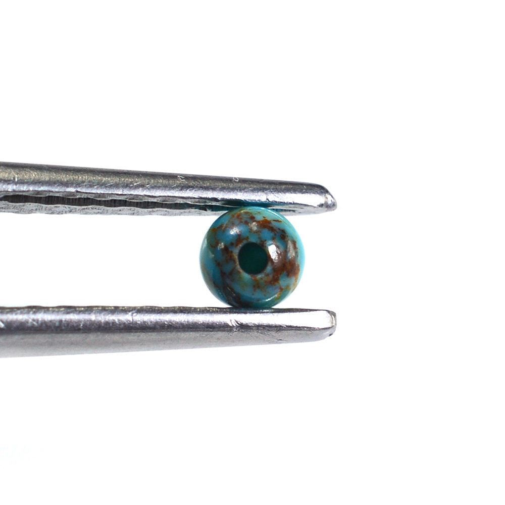 TYRONE TURQUOISE PLAIN BALLS (HALF DRILL 0.80) (WITH BROWN MATRIX) 3.50MM 0.23 Cts.
