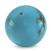 TYRONE TURQUOISE PLAIN BALLS (HALF DRILL 1.00) (WITH BROWN MATRIX) 15MM 20.12 Cts.