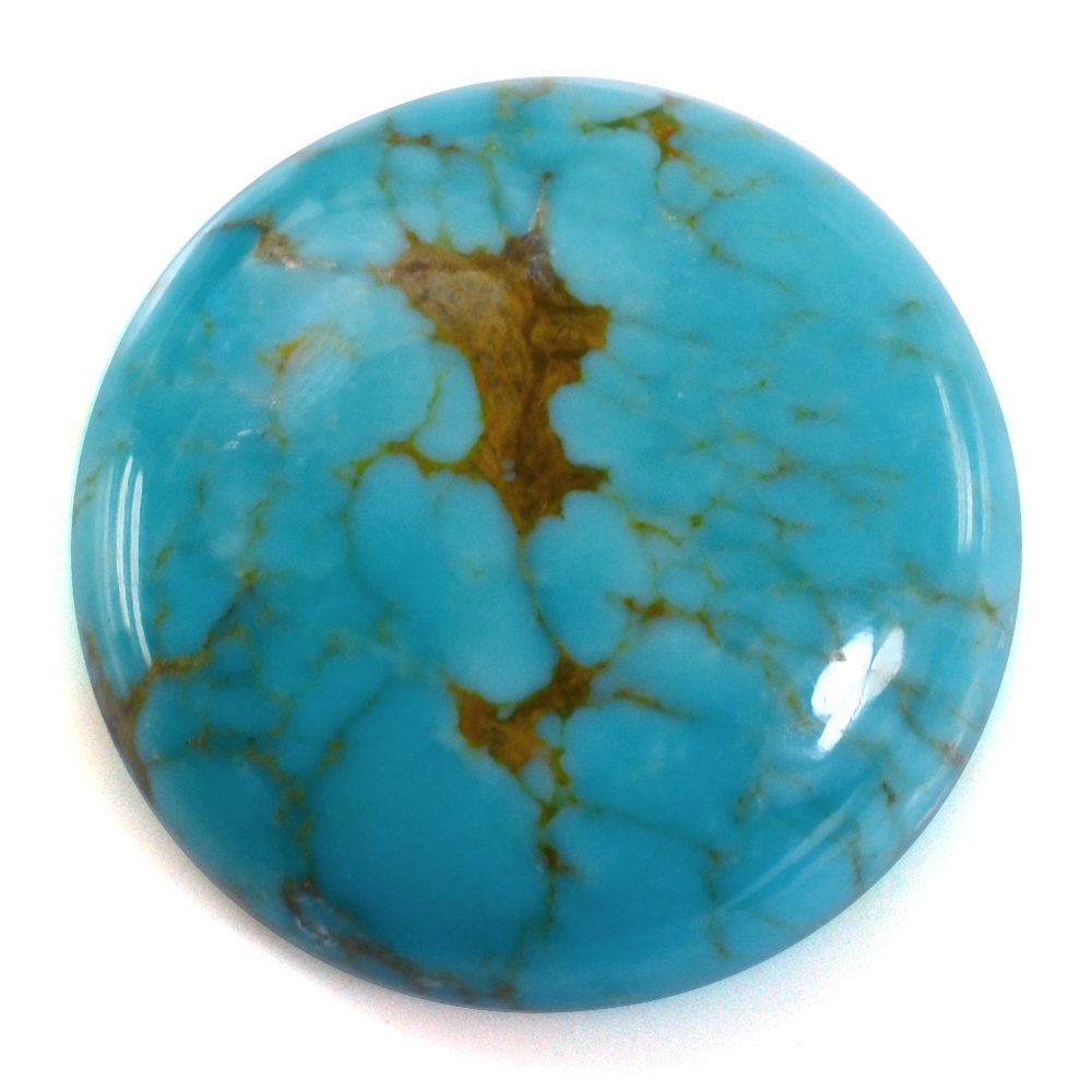 TYRONE TURQUOISE ROUND CAB (WITH BROWN MATRIX) 15MM 6.53 Cts.