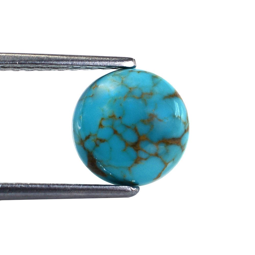 TYRONE TURQUOISE ROUND CAB (WITH BROWN MATRIX) 10MM 2.60 Cts.
