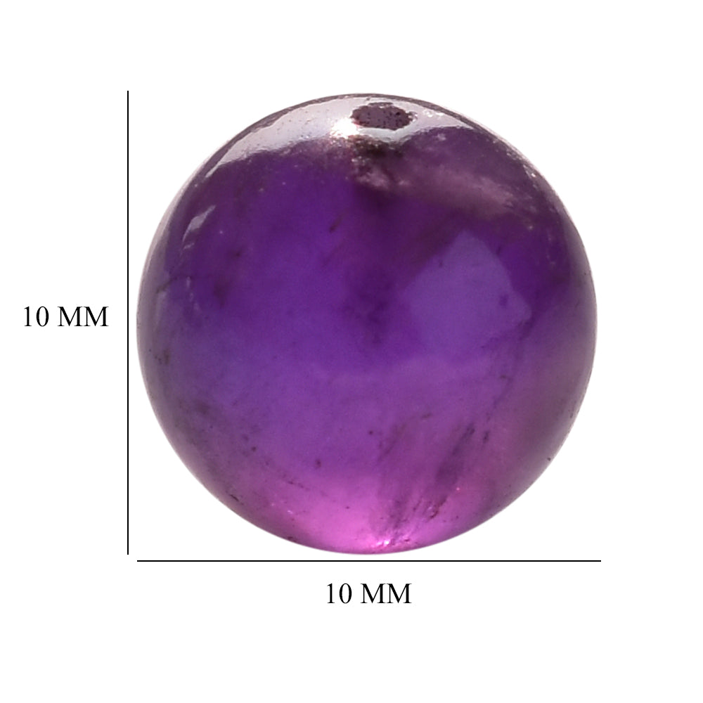 AFRICAN AMETHYST PLAIN ROUND BALL (HALF DRILL) 10.00X10.00 MM 7.12 Cts.