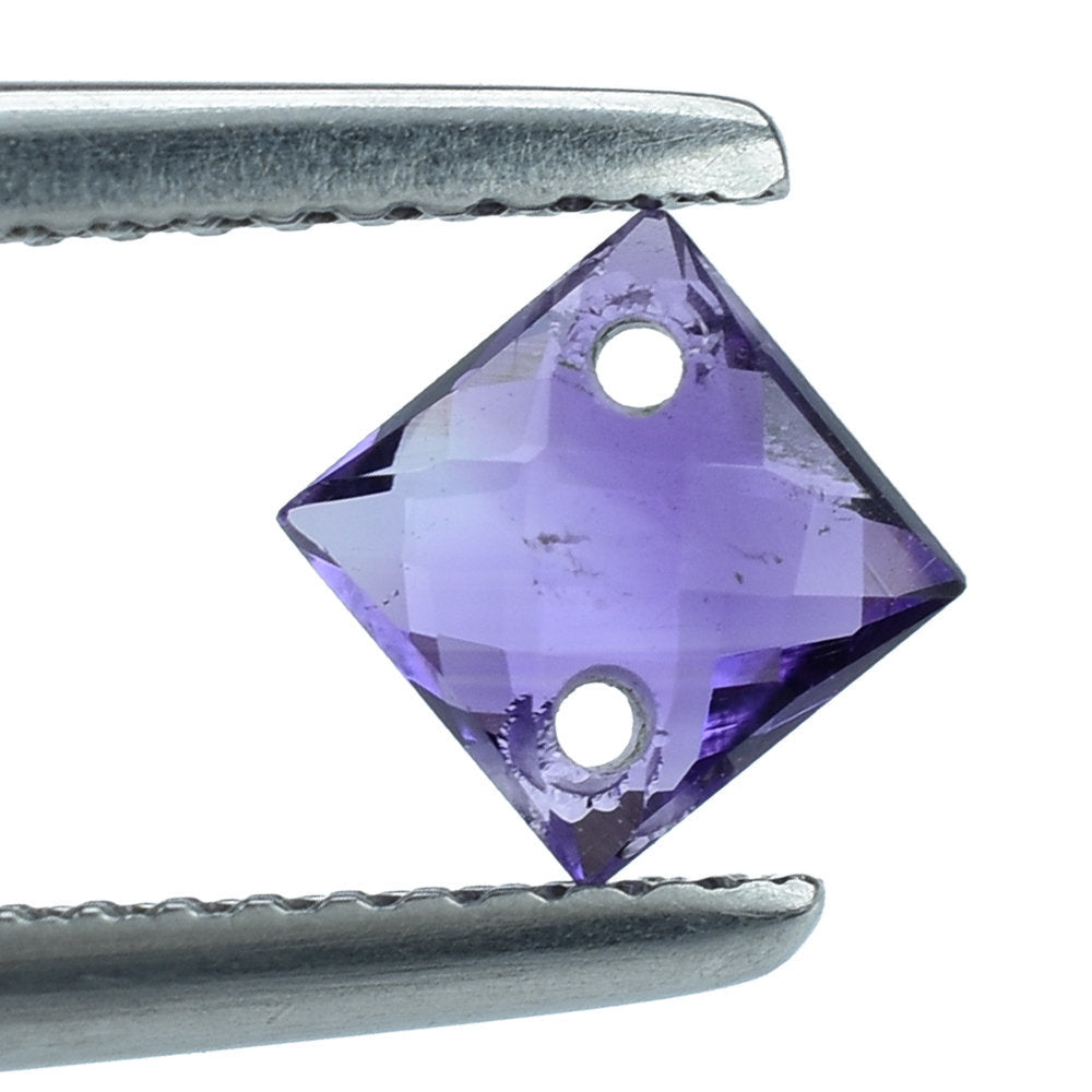 AFRICAN AMETHYST BRIOLETTE CUT SQUARE 4MM (AAA/CLEAN) (TWO FULL DRILL 0.70MM) 0.63 Cts.