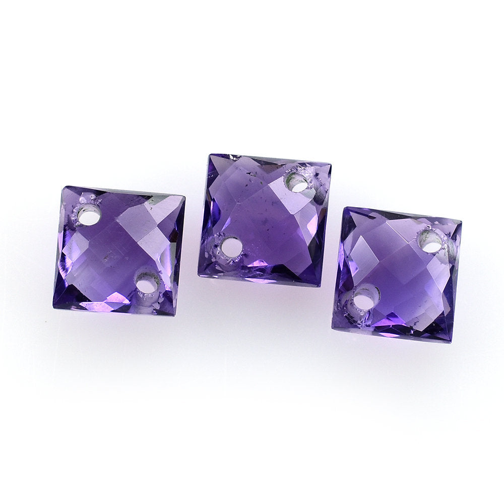 AFRICAN AMETHYST BRIOLETTE CUT SQUARE 4MM (AAA/CLEAN) (TWO FULL DRILL 0.70MM) 0.63 Cts.