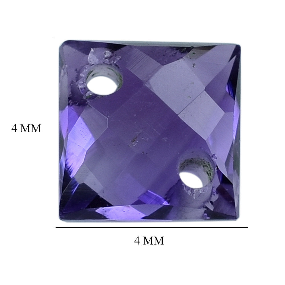 AFRICAN AMETHYST BRIOLETTE CUT SQUARE 4MM (AAA/CLEAN) (TWO FULL DRILL 0.70MM) 0.63 Cts.