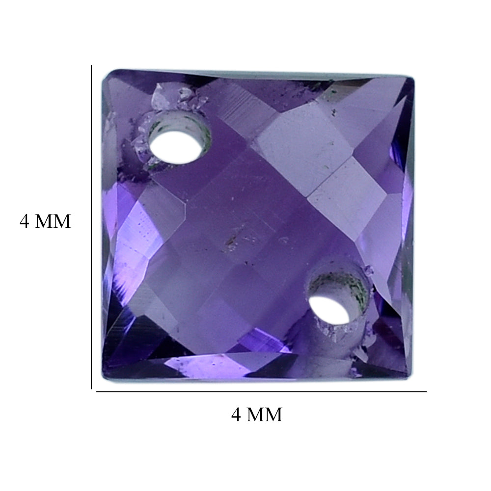 AFRICAN AMETHYST BRIOLETTE CUT SQUARE 4MM (AAA/CLEAN) (TWO FULL DRILL 0.70MM) 0.63 Cts.