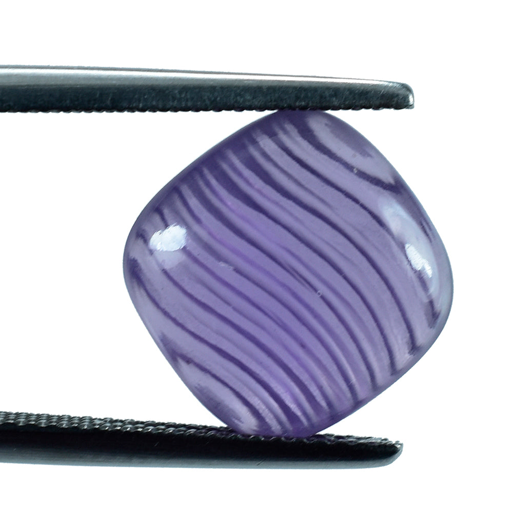 AFRICAN AMETHYST (AAA) LENTIL CUSHION WITH ONE SIDE CARVING 12MM 5.55 Cts.