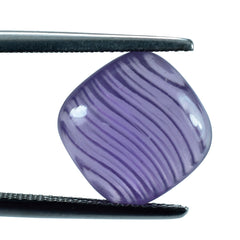AFRICAN AMETHYST (AAA) LENTIL CUSHION WITH ONE SIDE CARVING 12MM 5.55 Cts.
