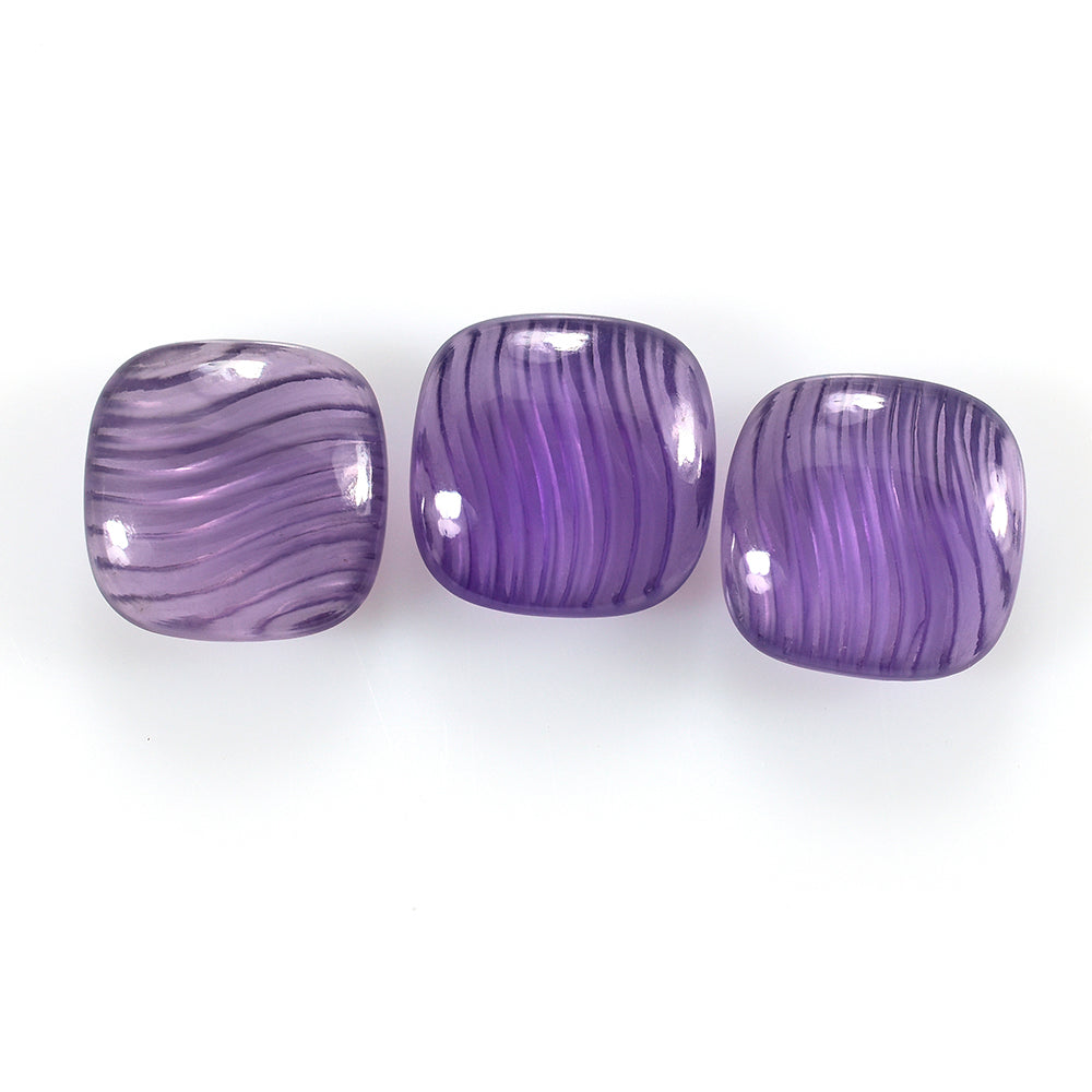 AFRICAN AMETHYST (AAA) LENTIL CUSHION WITH ONE SIDE CARVING 12MM 5.55 Cts.