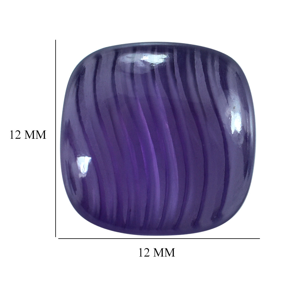 AFRICAN AMETHYST (AAA) LENTIL CUSHION WITH ONE SIDE CARVING 12MM 5.55 Cts.