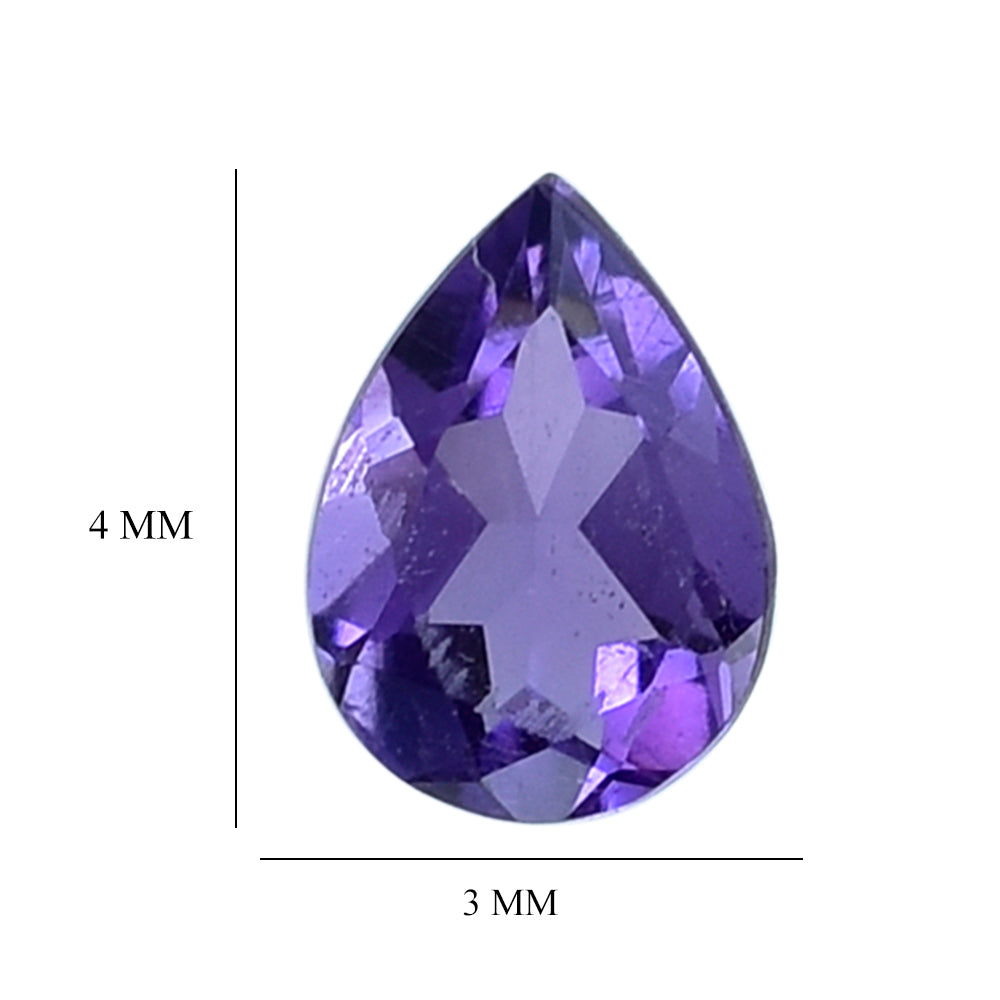 AFRICAN AMETHYST CUT PEAR (AA) 4X3MM 0.13 Cts.
