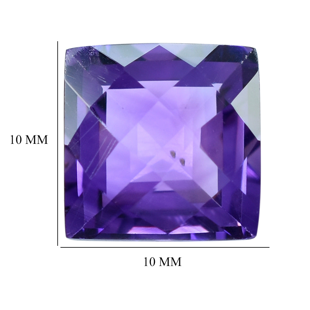 AFRICAN AMETHYST CHECKER CUT SQUARE 10MM 4.75 Cts.